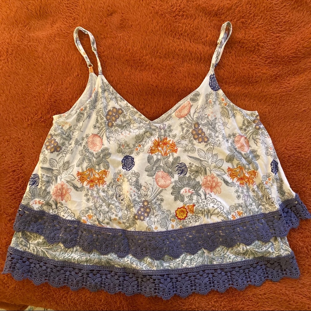 Anthropologie cotton floral tank top